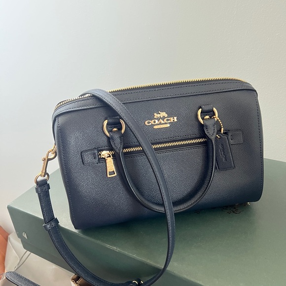 NWT Coach Navy Rowan Satchel - Picture 7 of 8